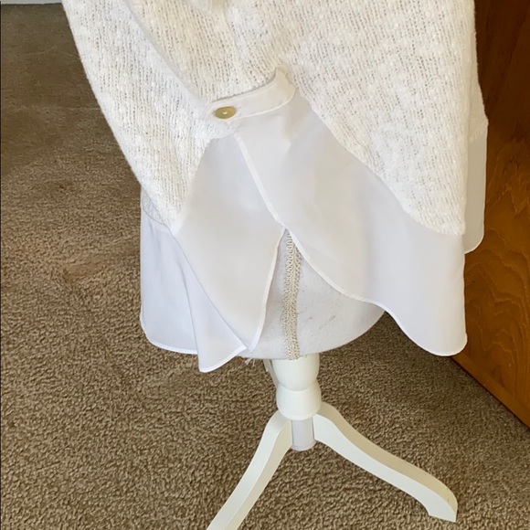 Anthropologie white cotton/spandex long sleeve top - Picture 4 of 8